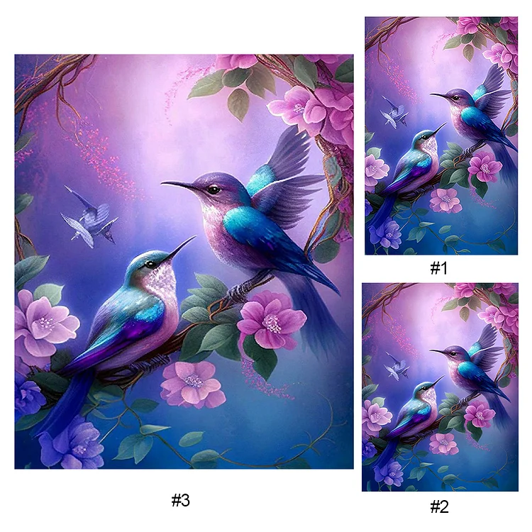 Full Square Drill Diamond Painting -Flowers And Tits - multiple sizes