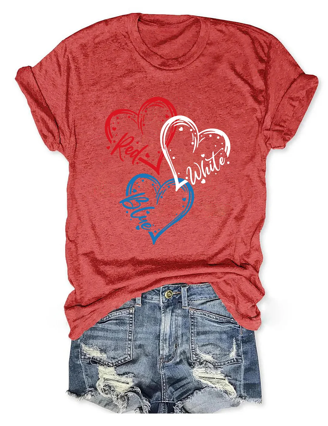 Heart Red White Blue 4th Of July T-shirt