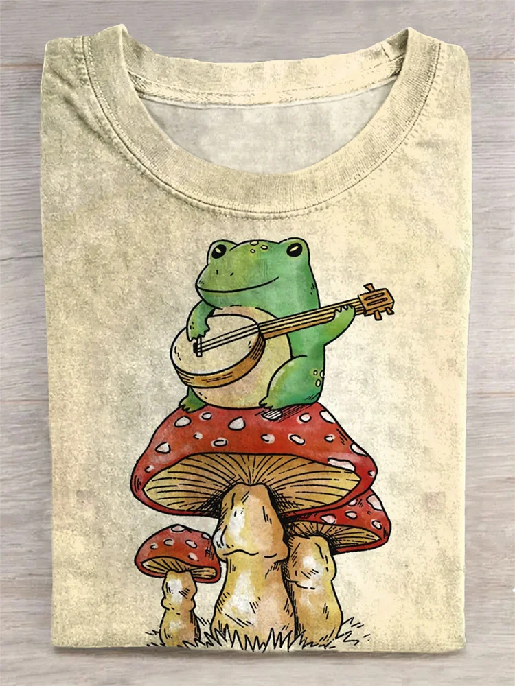 Frog Playing Guitar Art Print T-Shirt