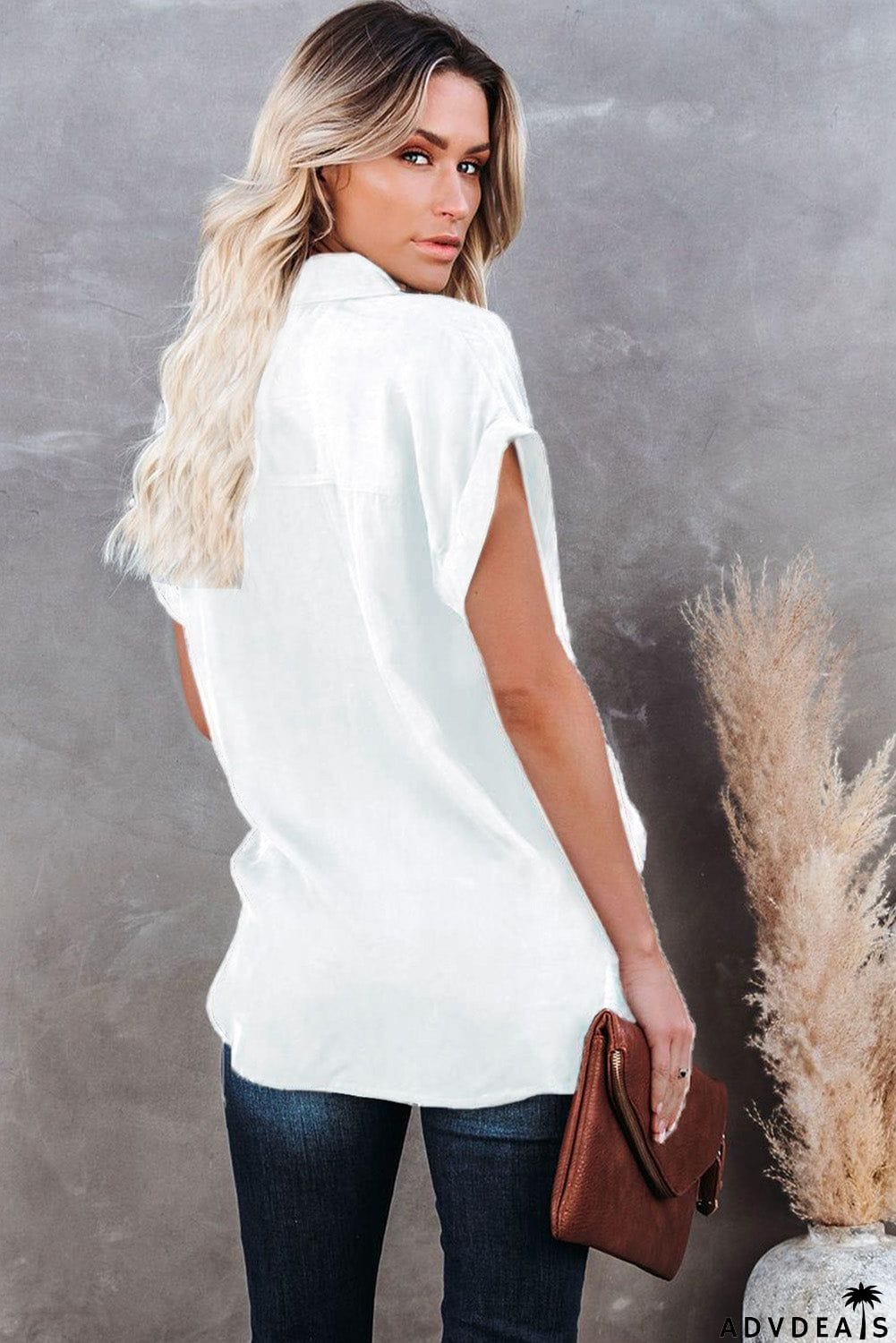 Collared Button Short Sleeves Shirt