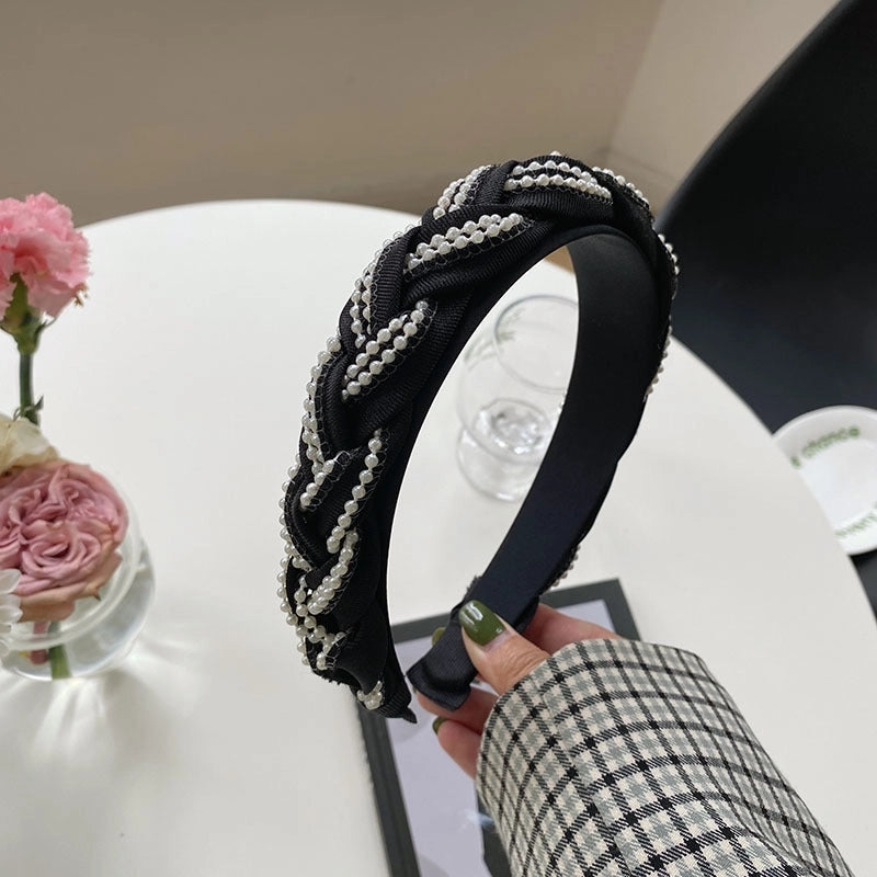 Women’s Fashion C Shape Cloth Handmade Artificial Pearls Rhinestones Hair Band