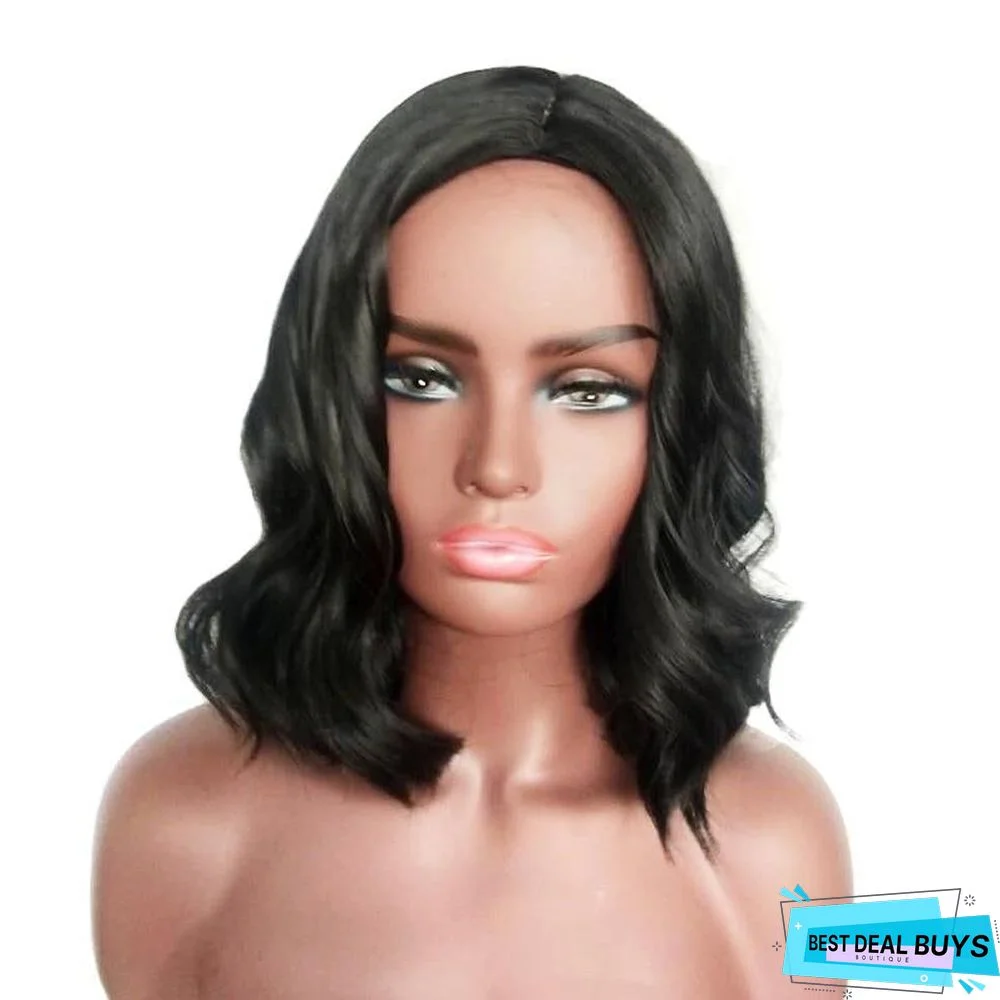 Short Curly Hair Wig Black Split Chemical Fiber Headgear