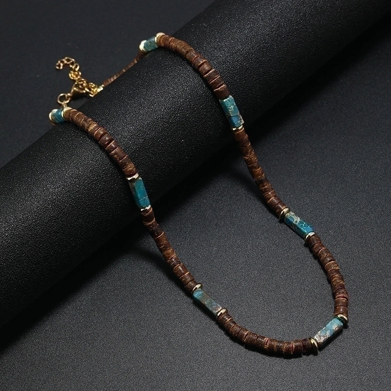 Ethnic Style Geometric Alloy Natural Stone Coconut Shell Beaded Men’s Necklace