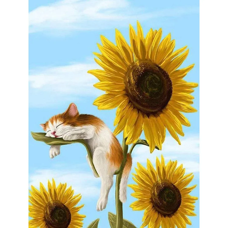 Sunflower Cat 11CT Printed Cross Stitch Kits (36*46CM) fgoby