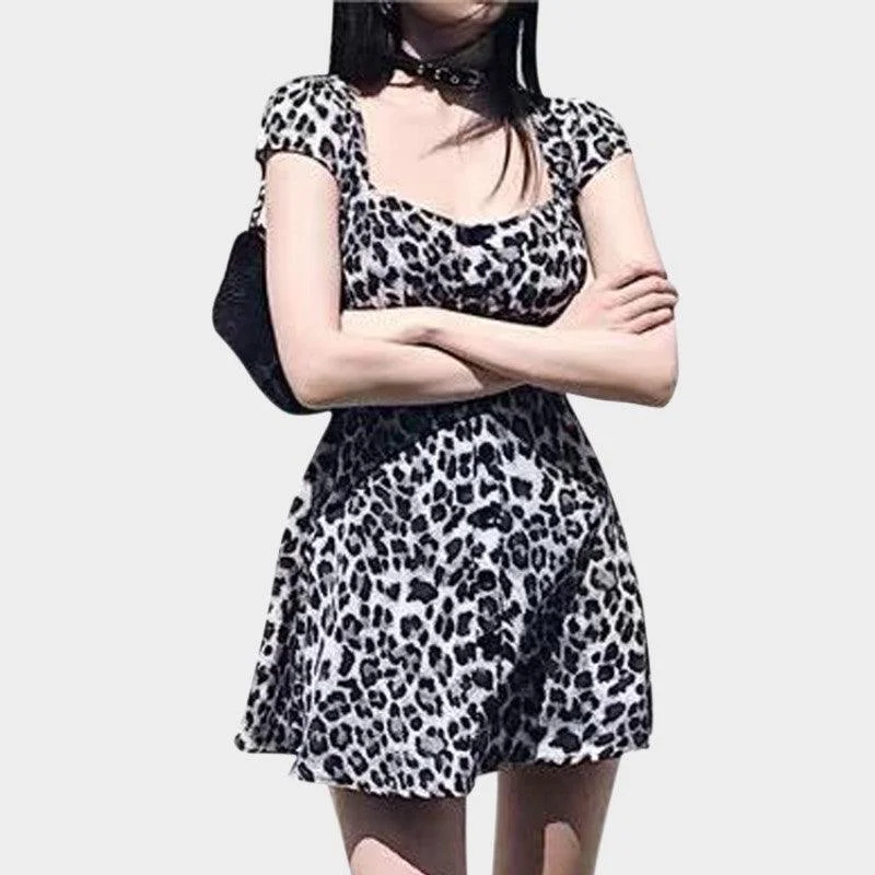 Vintage Leopard Print Mini Dress