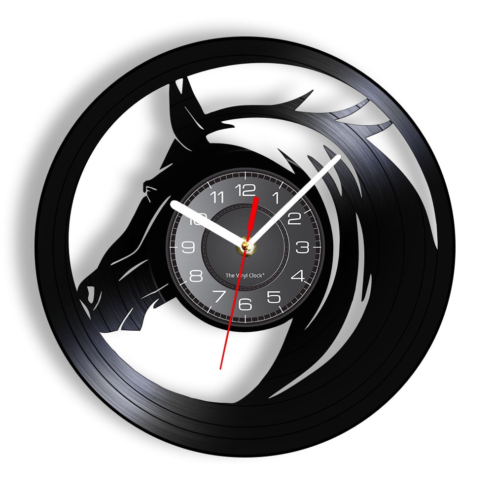 

Horse Head Black Shadow Art Silent Movem - Vinyl Record Wall Clock - Without LED, 501 Original