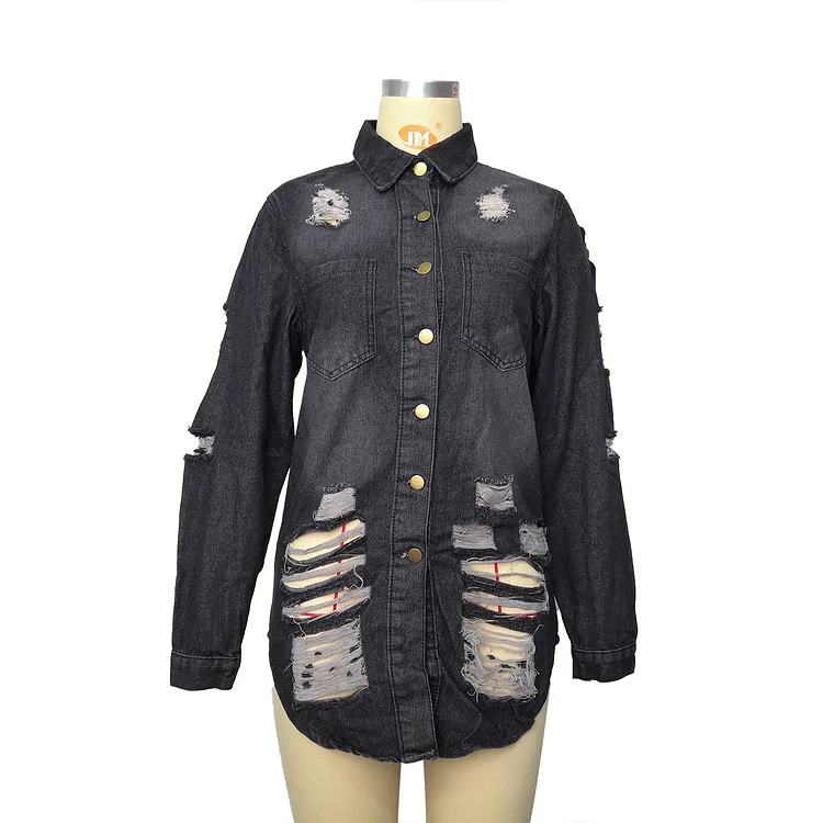 Fashion Ripped Casual Denim Jacket Women -  Older In Fashion