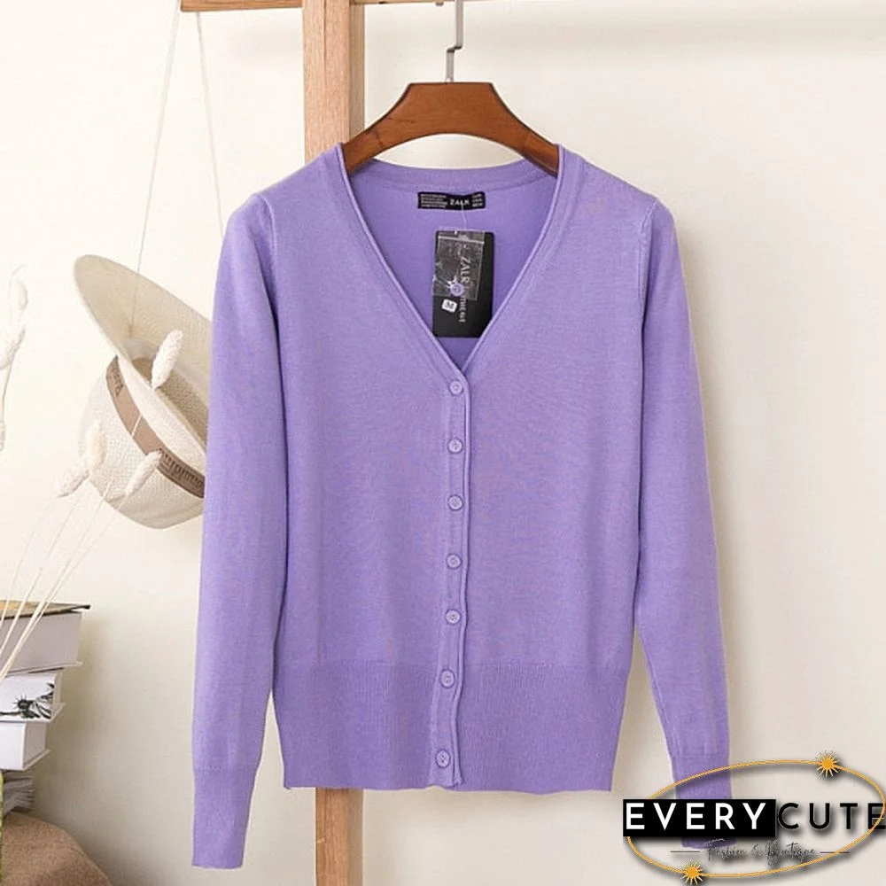 Casual Women Knitted Cardigan Sweater Autumn Winter Women Solid Color V-Neck Long Sleeve Plus Size Crochet Knit Sweater Coat