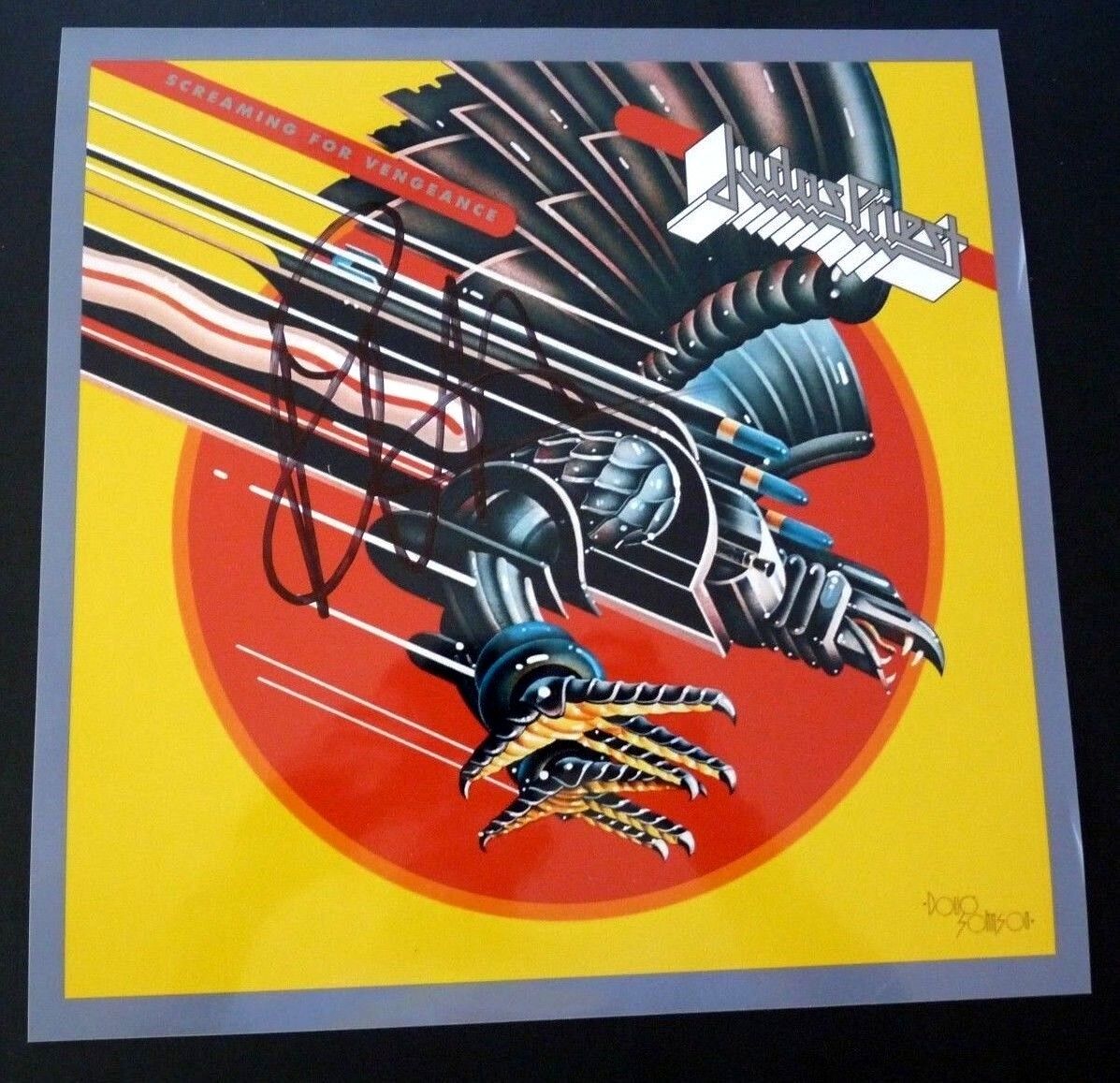 Rob Halford Judas Priest Vengeance Auto'd Signed 12x12 LP Photo Poster painting BAS Guaranteed