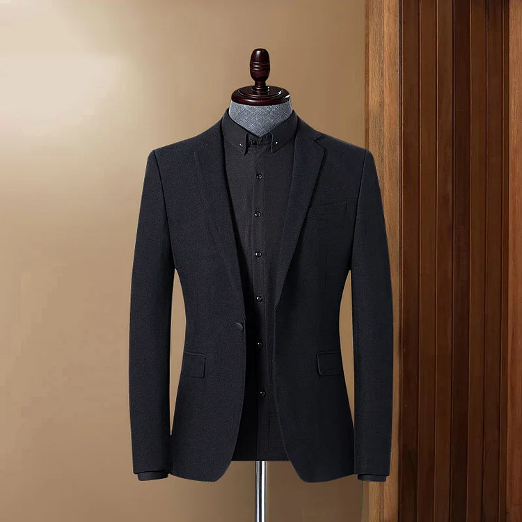 Mens Black Suit Spring and Autumn Suit Men's Single Button Slim Fit Small Business Suit Men's Casual Jacket