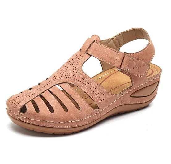 Woman Summer Leather Vintage Sandals Buckle Casual Sewing Women Shoes Female Ladies Platform Retro Sandalias Plus 35-44