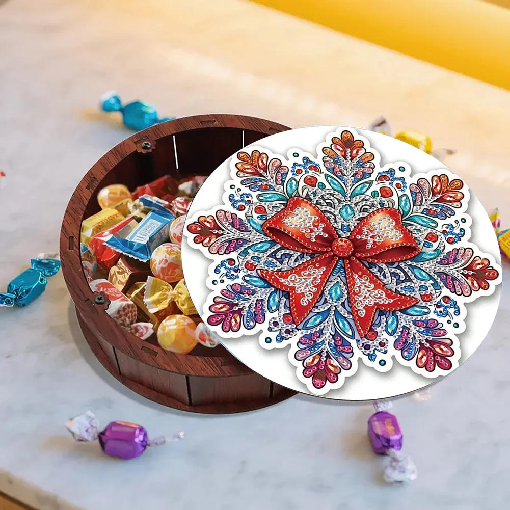 DIY Diamond Painting Storage Box Rhinestones Decorative Snack Case Kit (Bow)