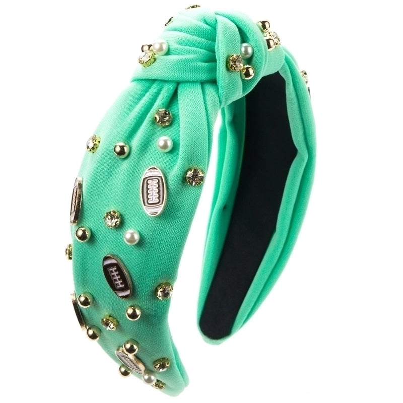 Women’s Casual Baroque Style Rugby Knot Alloy Cloth Inlay Rhinestones Pearl Hair Band