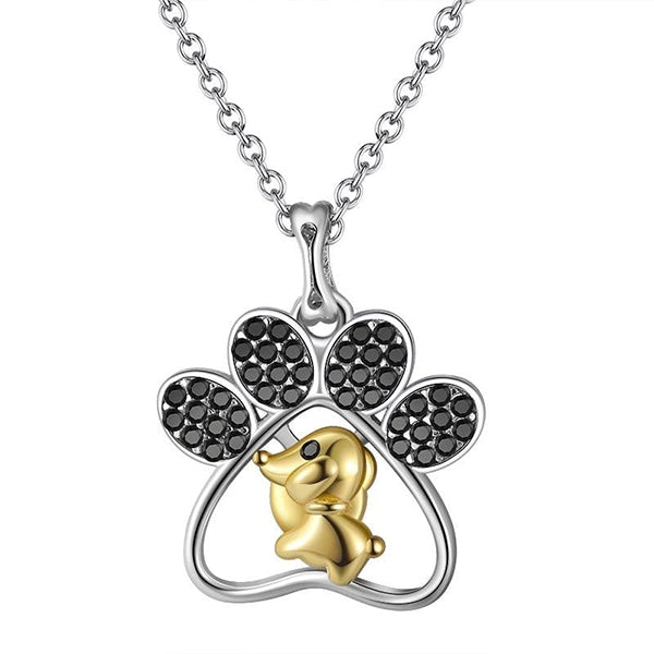 Sterling Silver Cute Dog Paw Pendant Necklace