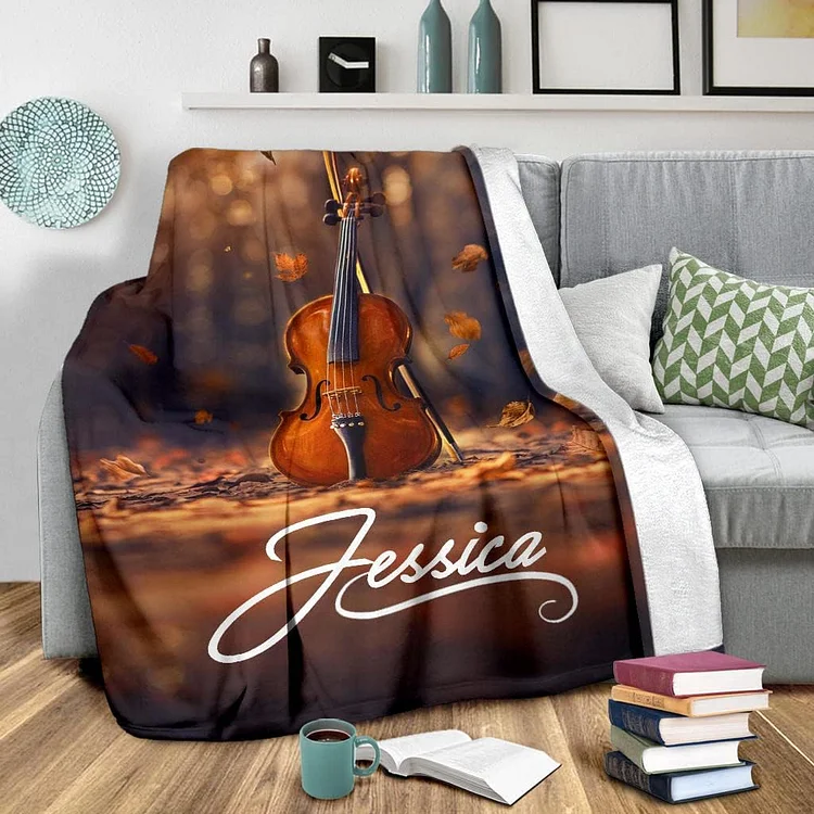 Personalized Violin Blanket For Comfort & Unique|BKKid406[personalized name blankets][custom name blankets]