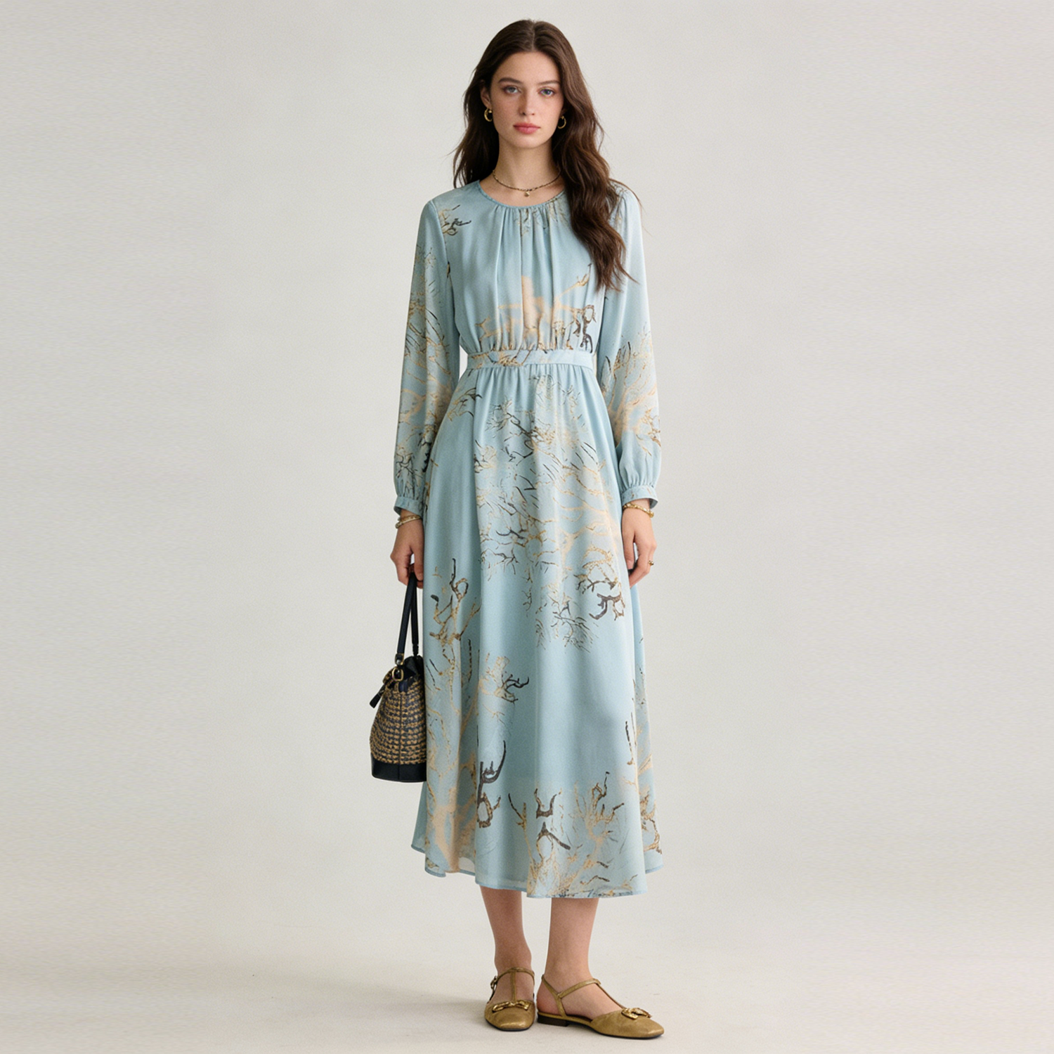 Fashionable Printed Silk Dress For Dating REAL SILK LIFE