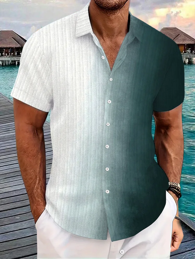 Men's Vacation Gradient Print Casual Shirt