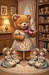 Luxury AB Velvet Diamond Painting Kit - Little Bear and a Little Girl