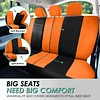 FH Group Full Set Cloth Car Seat Covers , Universal Fit combo, Low Back Front Seat Covers, Airbag Compatible, Split Bench Rear Seat, Washable Seat Cover for SUV,Sedan,Van Orange