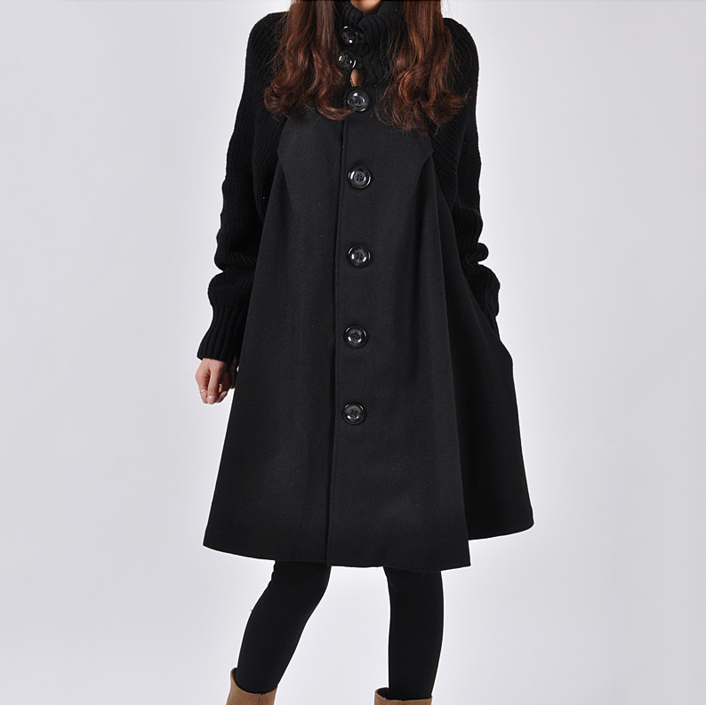 Casual High Neck Cape Coat