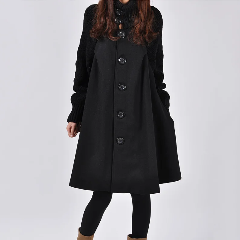 Casual High Neck Cape Coat