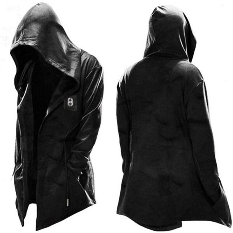 2021 Men's New Cloak Fashion Vantage Plus Size Simple Casual Gothic Hooded Drawstring Men's Punk Oversize Sweatshirt M-4XL