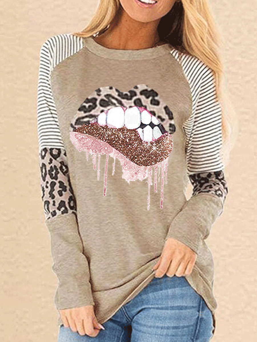Leopard Lips O-Neck T-Shirt