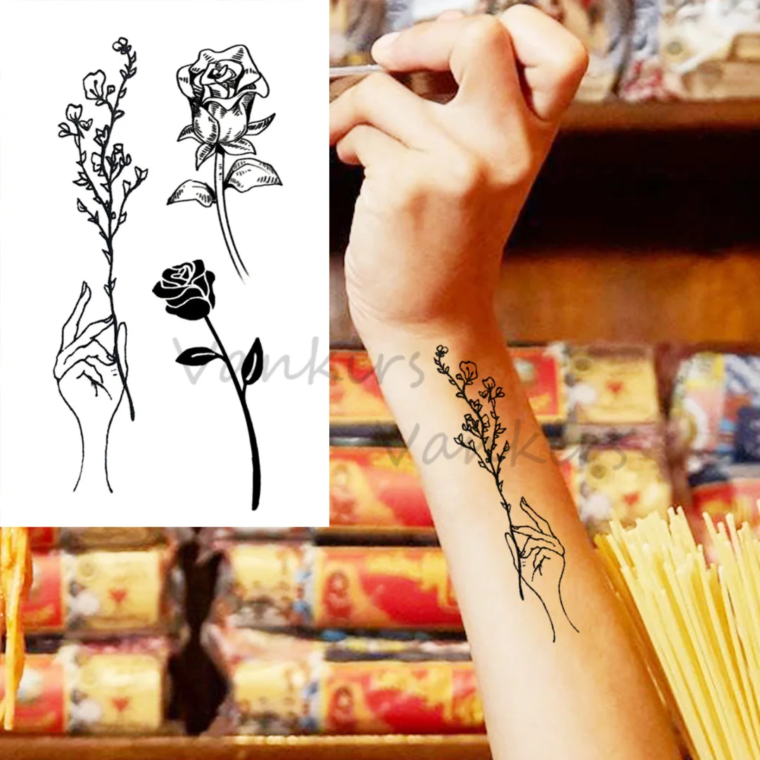 Sdrawing Cloud Coconut Tree Temporary Tattoos For Adults Girls Tiger Flower Compass Mountain Fake Tattoo Sticker Arm Leg Tatoos