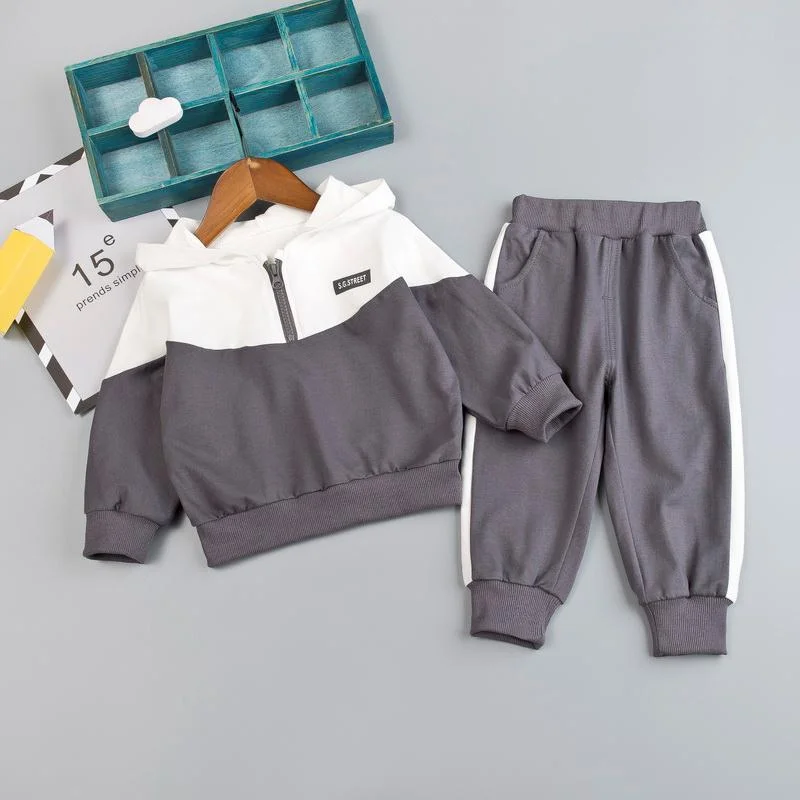 Kid Boy Clothing Set Hooded Cotton Baby Tracksuit Autumn Spring Toddler Sport Zipper Outfit 1 2 3 4 Years Patchwork Suit