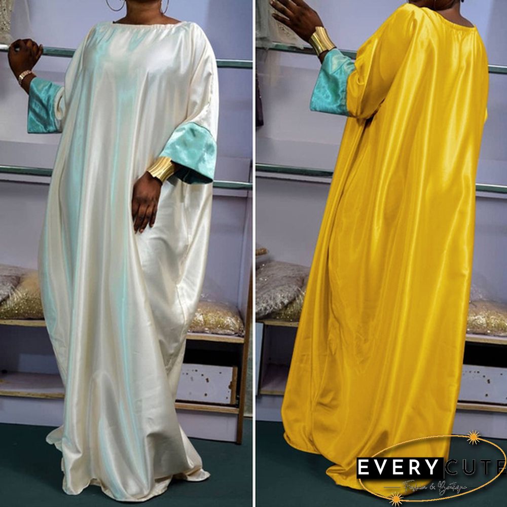 VONDA Women Holiday Casual O Neck Pleated Long Maxi Dresses Solid Color Baggy 3/4 Sleeve Vestido S-5XL Robes Longue