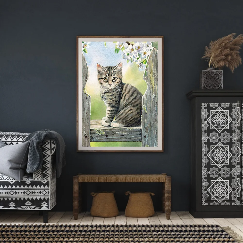 Diamond Painting - Full Square Drill -  Kitten On The Tree