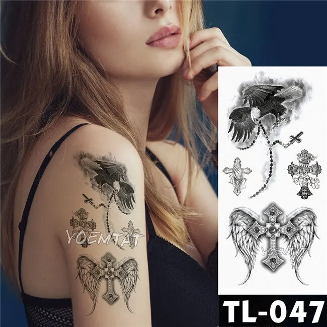 Sdrawing Flower Panda Elephant Watercolor Fox Flower Tattoo Stickers Girls waterproof Temporary Tattoo Women Body Arm Neck Back Art