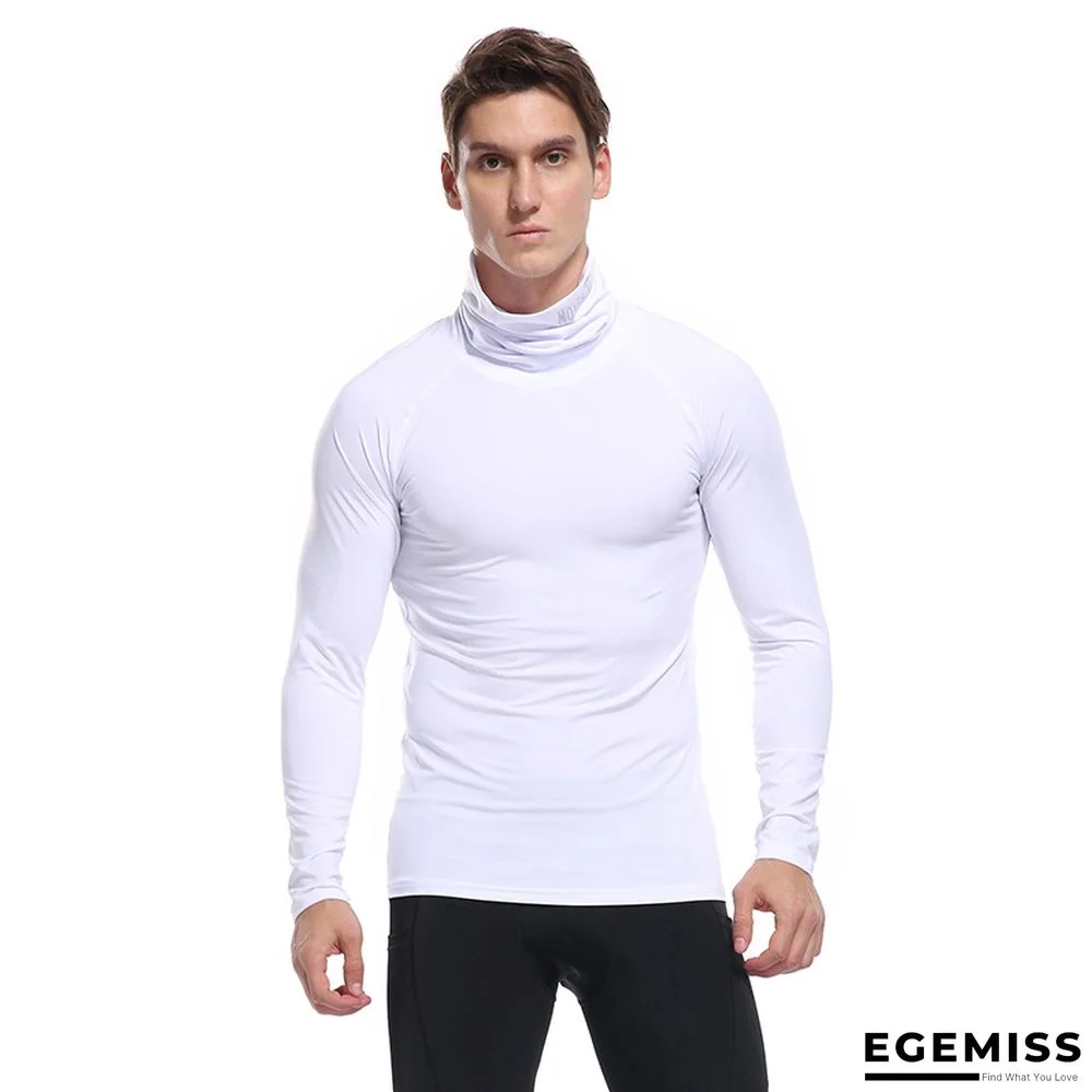 High Collar Long Sleeve  Elastic Tight Quick Dry Clothes Outdoor Sports  Sweat Clothes for Men | EGEMISS