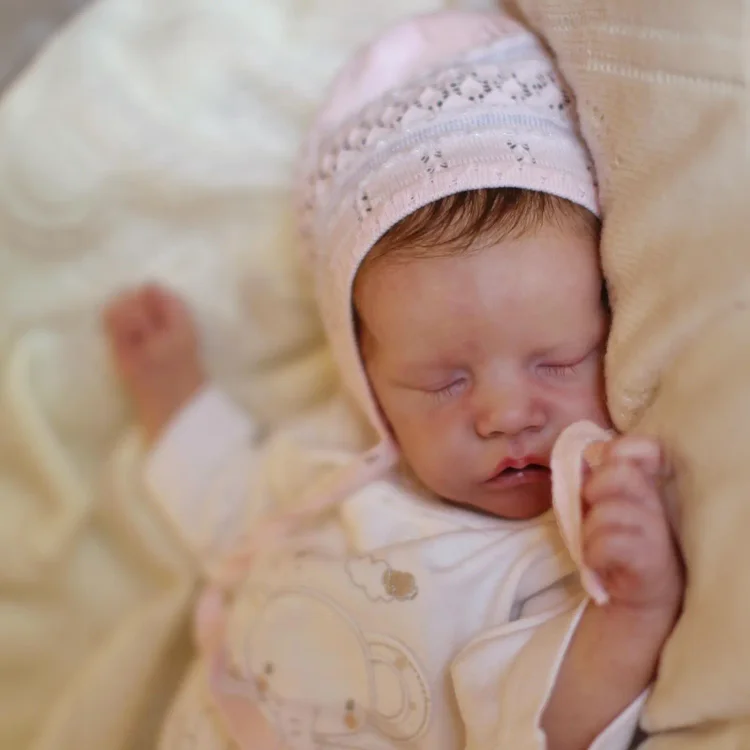 [New] 17" Real Lifelike Silicone Vinyl Sleeping Reborn Newborn Baby Doll Girl Bilera with "Heartbeat"💖 & Sound🔊 Rebornartdoll® RSAW-Rebornartdoll®