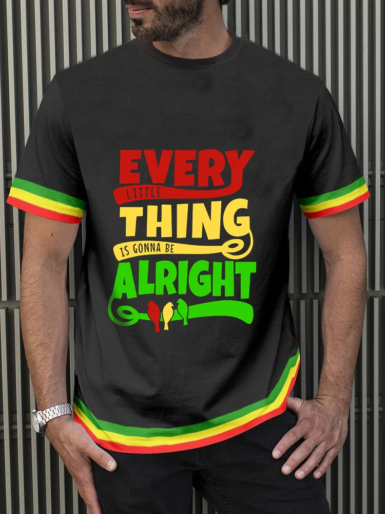 Every Little Thing Is Gonna Be Alright Short Sleeve Black T-Shirt