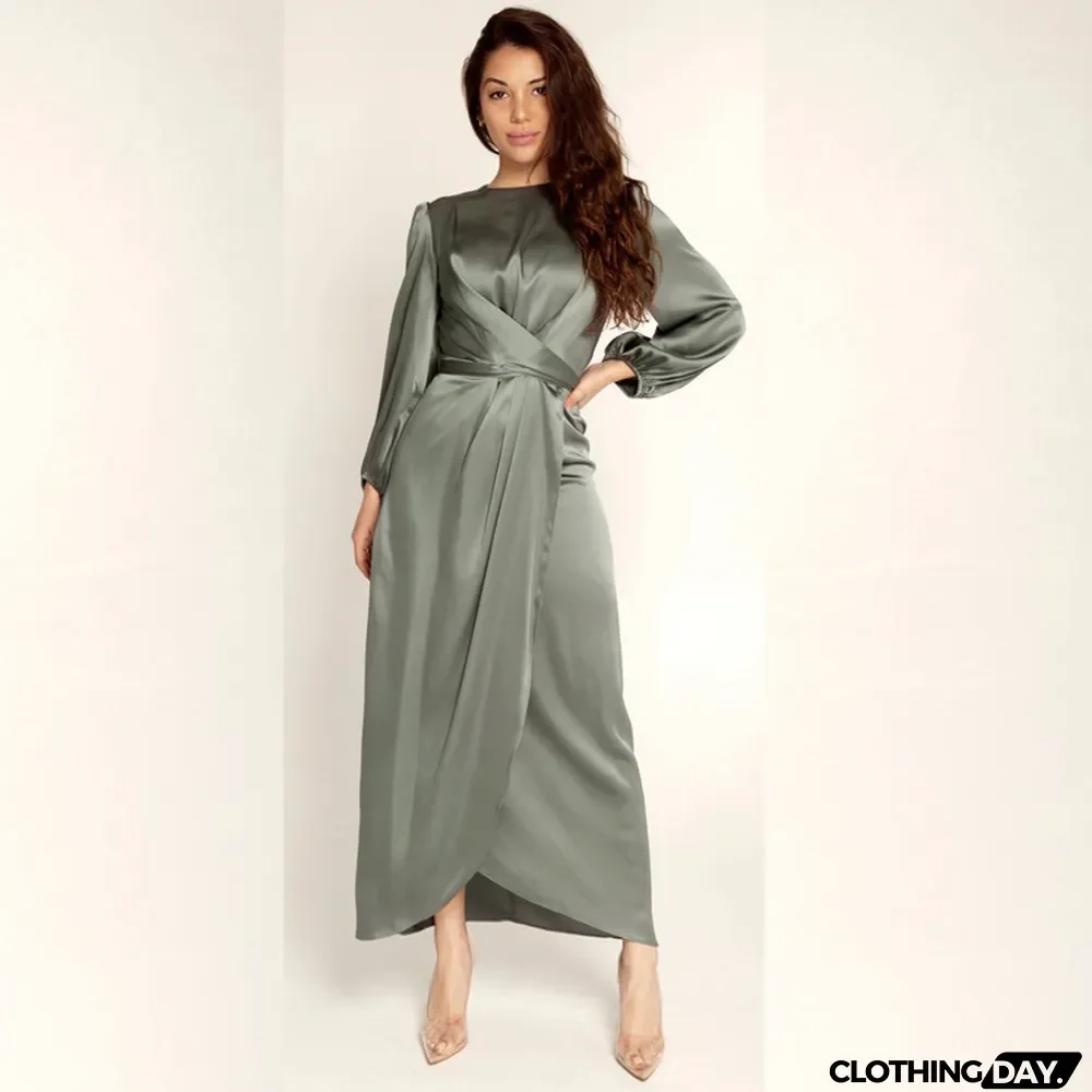 Feminine tunic dress,satin maxi dress in Dubai