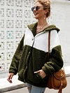 Stitching Color Plush Hooded Coat