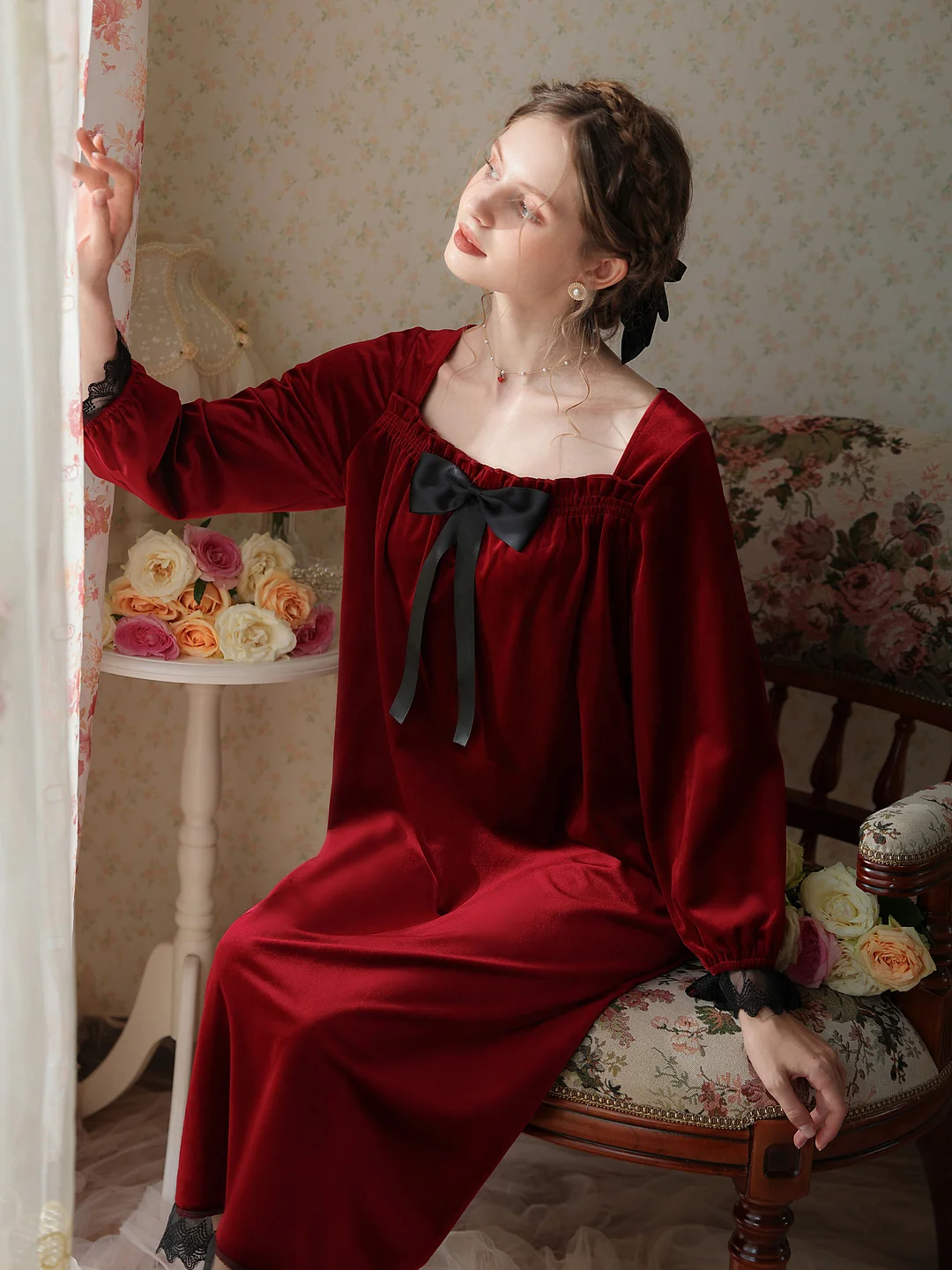 Long Dress French Court Vintage Princess One-piece Nightgown
