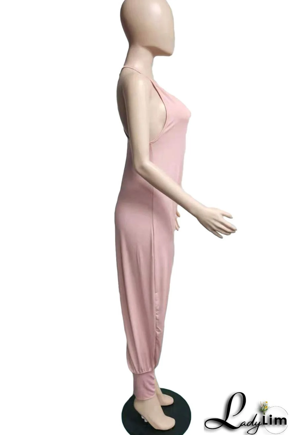 Orange Casual Solid Split Joint O Neck Jumpsuits