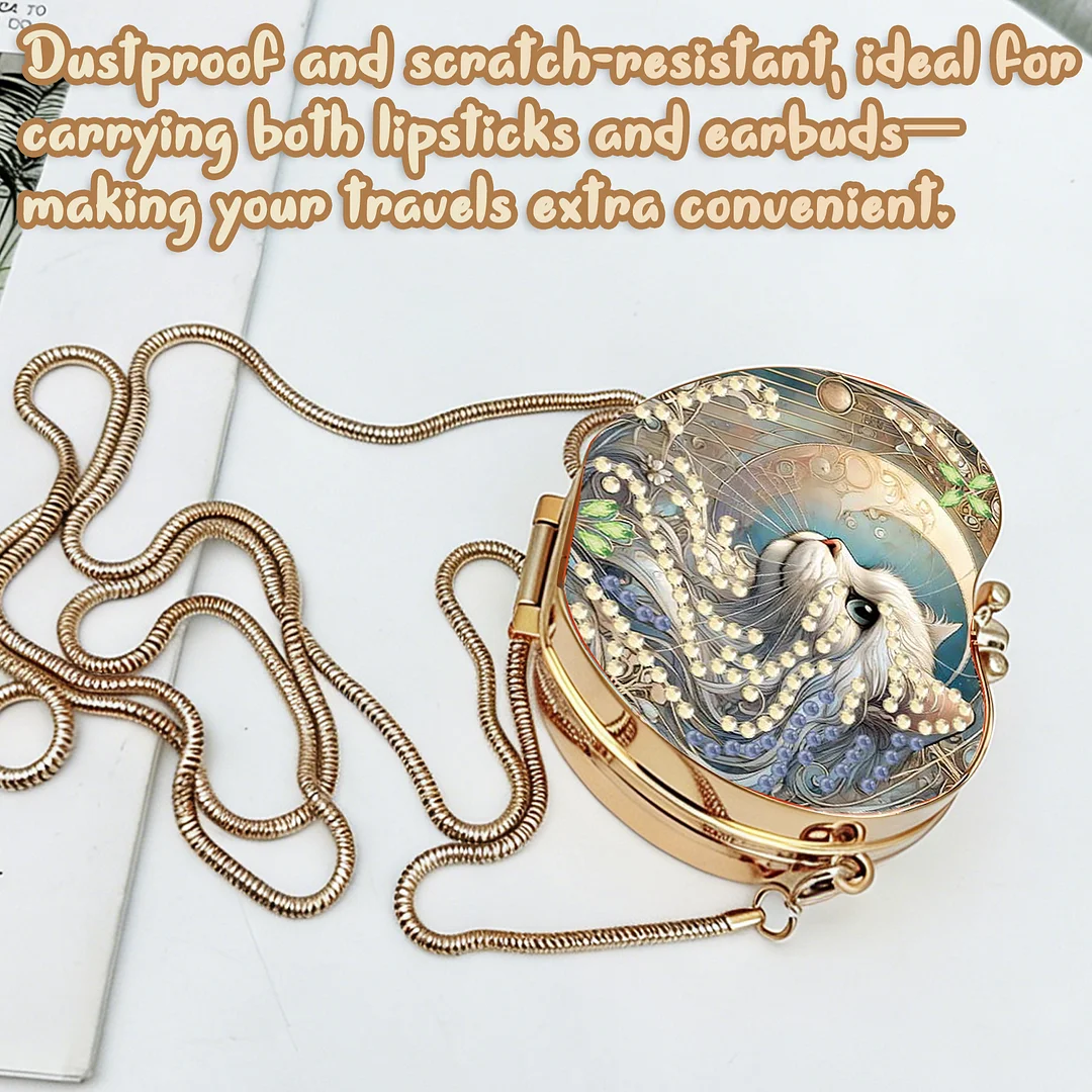 Cat Moon DIY Acrylic Love Diamond Art Painting Card Case Wallet with Chain Small Diamond Painting Crossbody Bag for Adults Women Girls Gift
