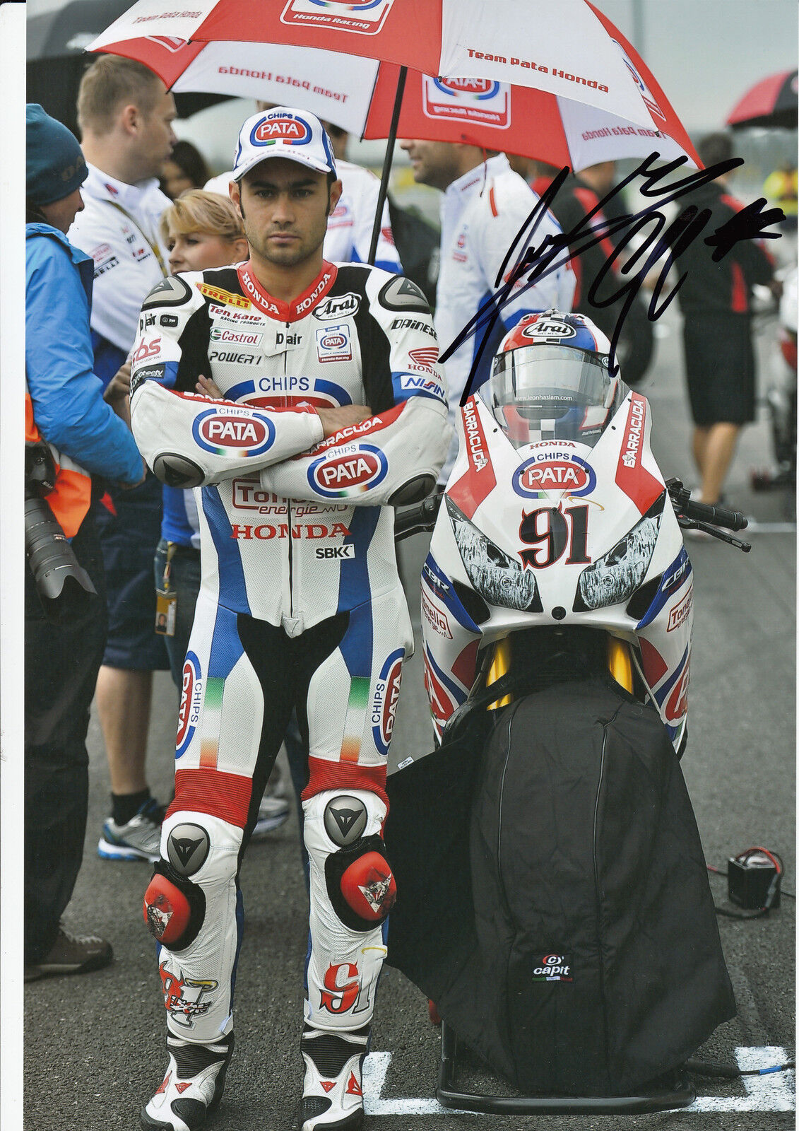 Leon Haslam Hand Signed Pata Honda 12x8 Photo Poster painting 2014 World Superbikes 4.