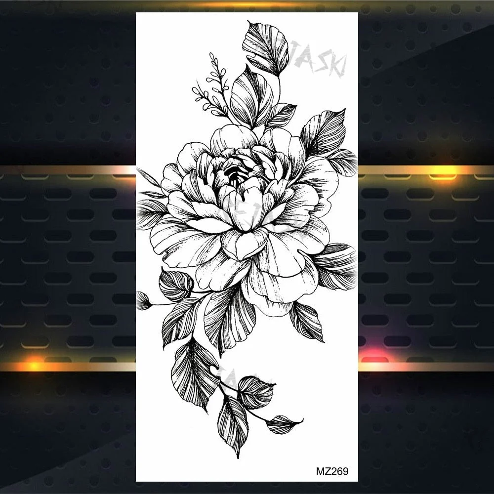 Purple Rose Jewelry Water Transfer Tattoo Stickers Women Body Chest Art Temporary Tattoo Girl Waist Bracelet Flash Tatoos Flower