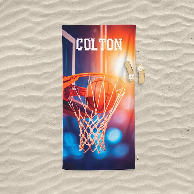 Personalized Basketball Beach Towel, Basketball Coach Gift, Basketball Pool Towel | DYTowel 572