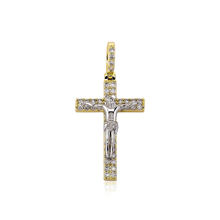 Zircon Paved Jesus Cross Necklace