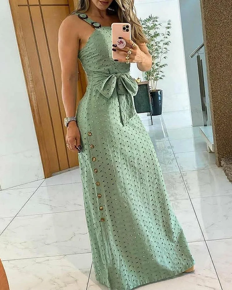 Thick Strap Hollow Out Maxi Dress P1520716877