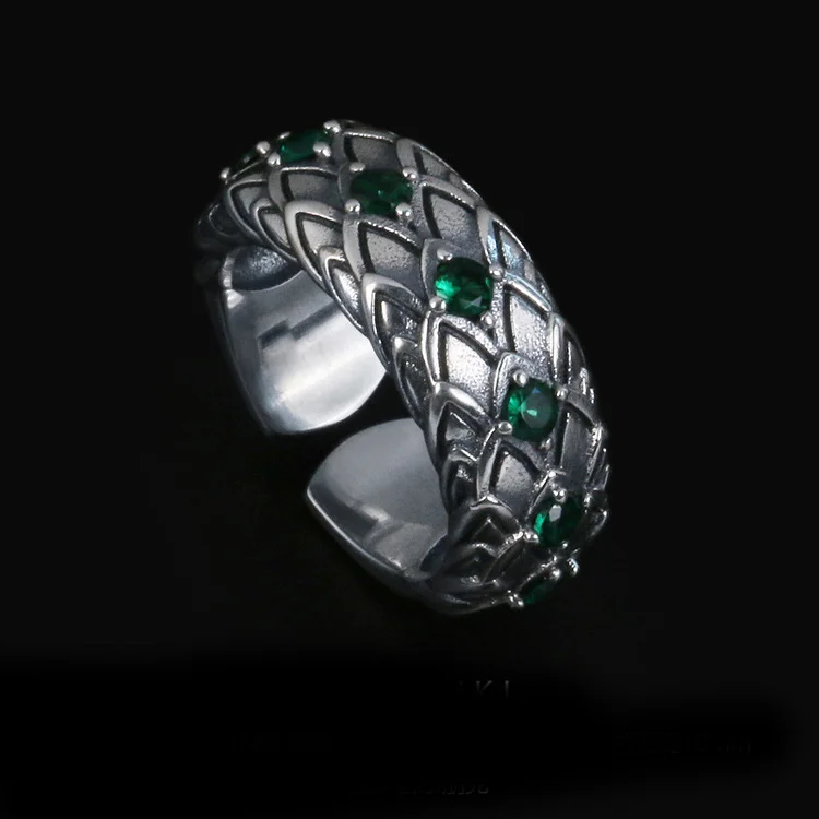 Men's Retro Ring High-End Snake Scale Open Ring