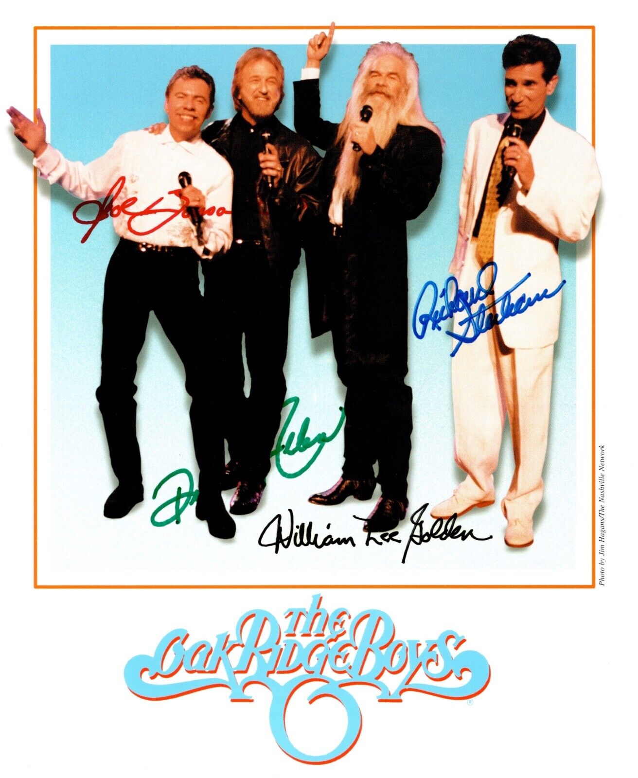 The Oak Ridge Boys Autographed 8 x 10 Color Photo Poster painting (Original)