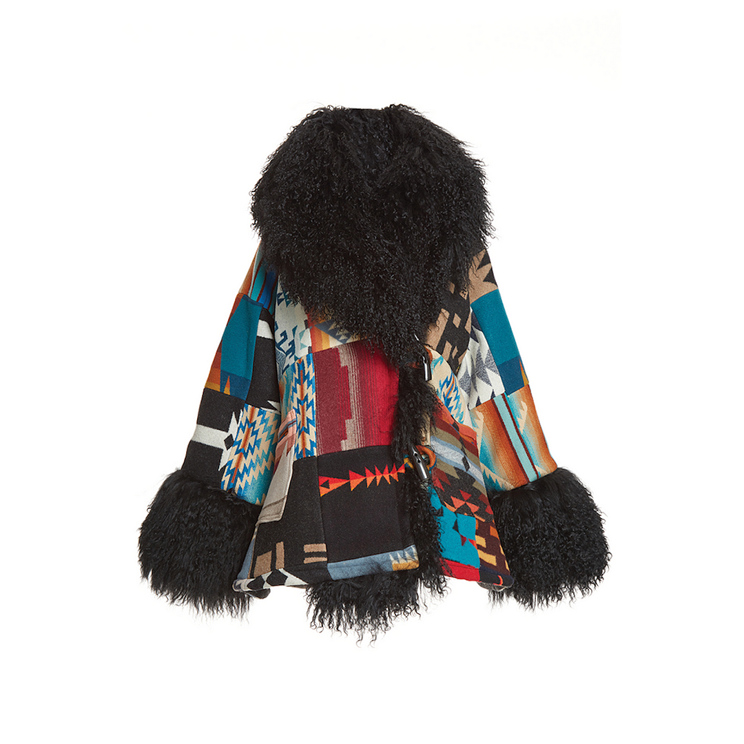 Classic Trench Patchwork Shearling Cloak