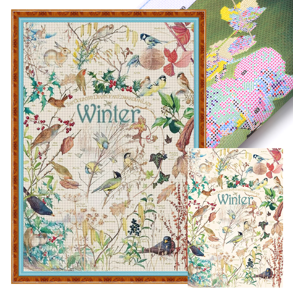 Winter Poster Full 11CT Pre-stamped Canvas(40*60cm) Cross Stitch