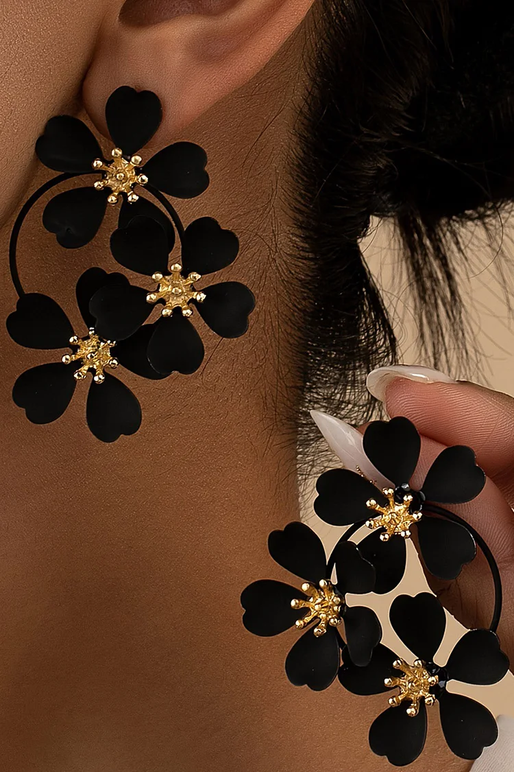 Fashionable Retro Camellia Flower Shaped Earrings 2024 - Xpluswear